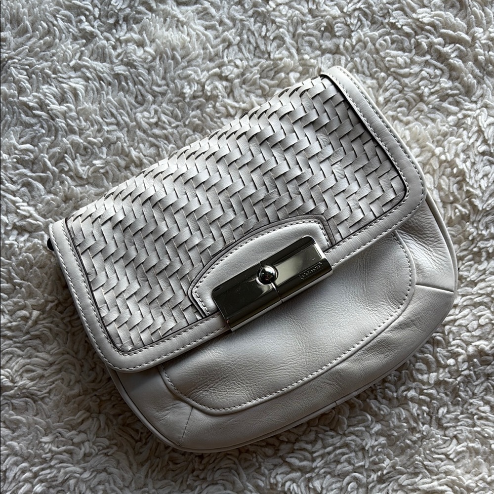 Coach White Crossbody with Woven Texture